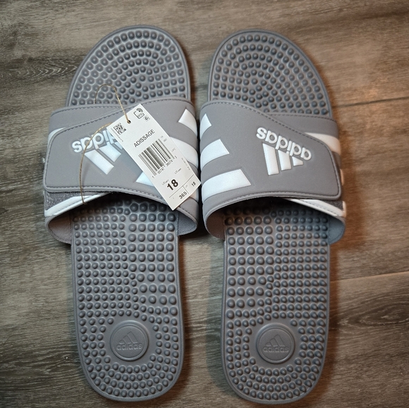 adidas Other - NEW Adidas Slides Gray White Size 18 US Men‎ New In Box